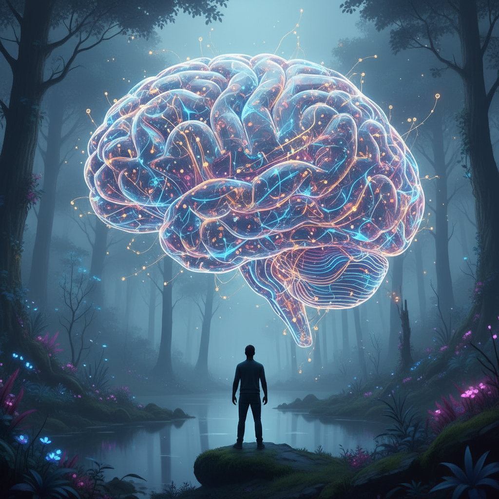 Abstract image of interconnected glowing lines representing neural pathways in the brain.