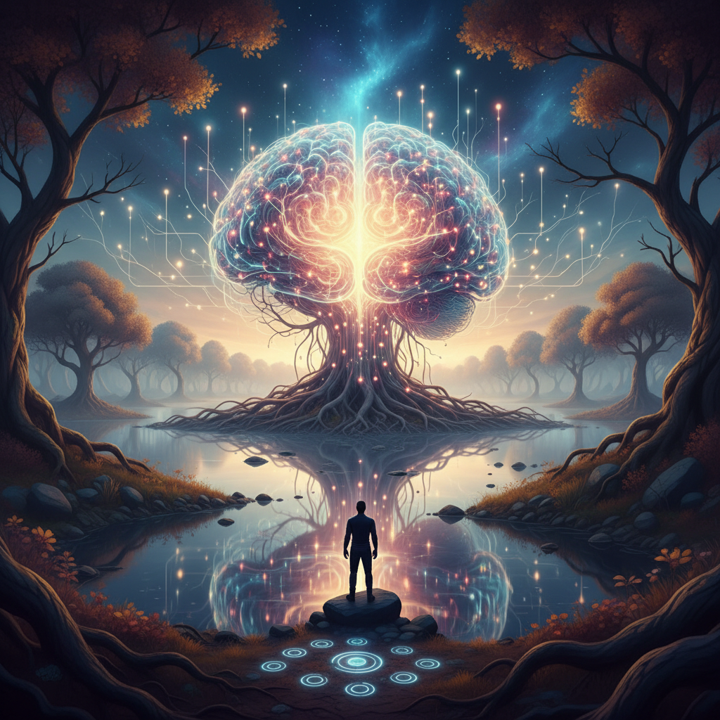 Close-up abstract image of glowing neural pathways in a brain, symbolizing neuroplasticity and connections