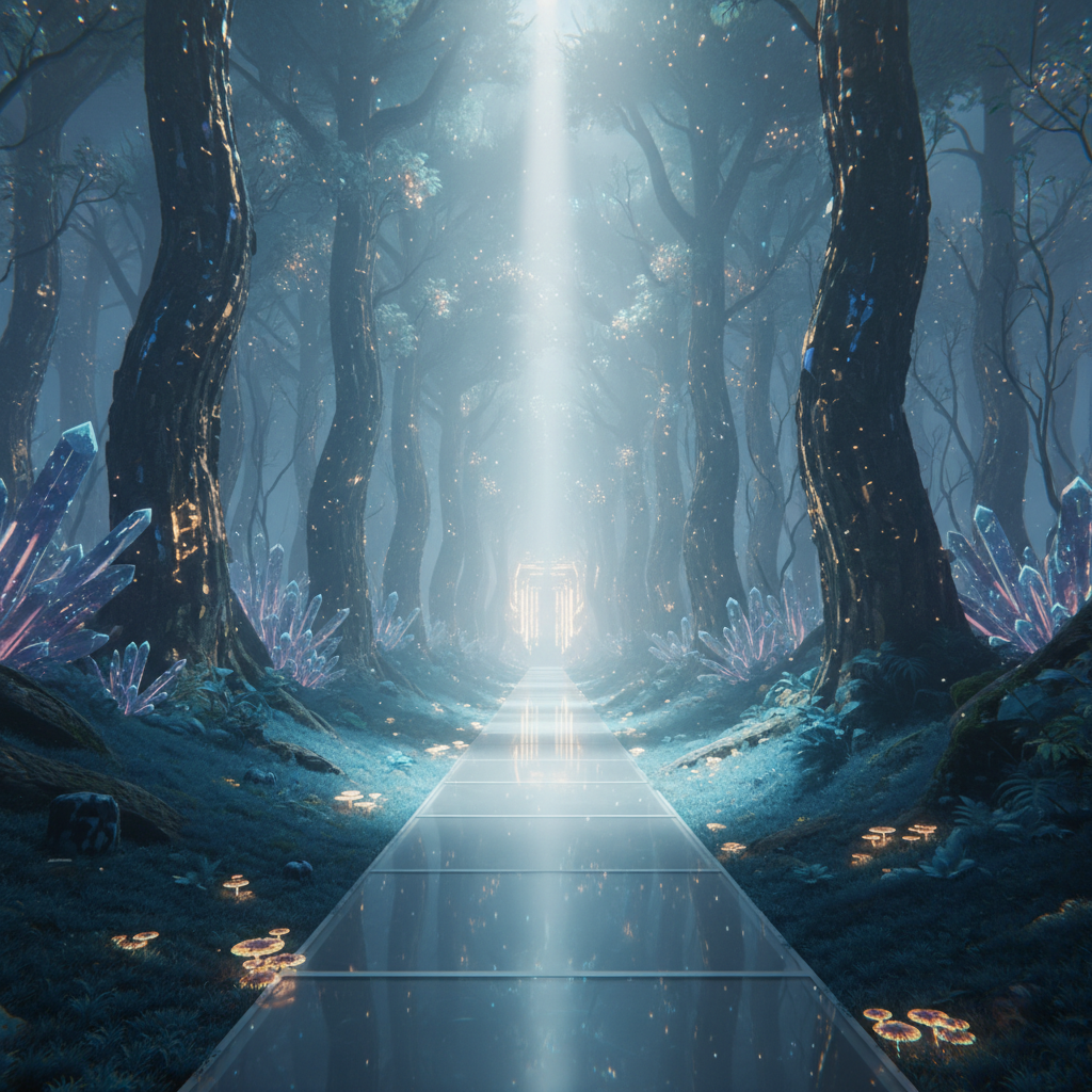 A single, bright spotlight illuminating a clear, focused path forward, with blurred, less defined areas around it.