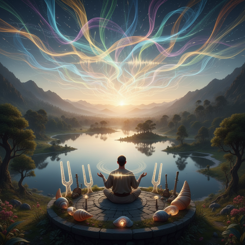 Abstract illustration of interconnected sound waves, suggesting diverse voices merging into a harmonious pattern.