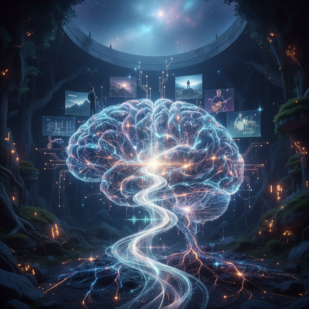 Close-up of glowing abstract neural pathways in the brain