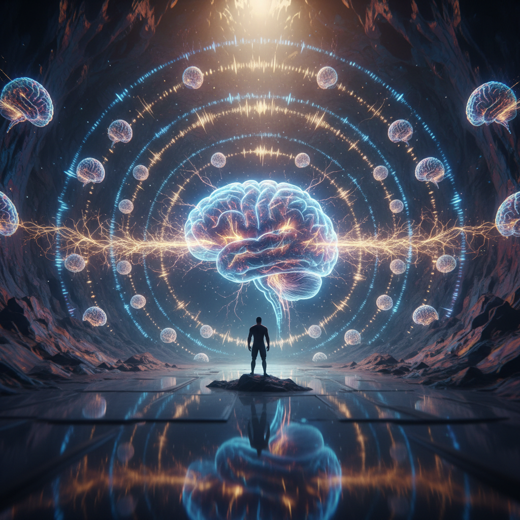 Abstract image of glowing neural pathways in a human brain, representing neuroplasticity and mental connections.